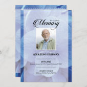 ブルーデジタル葬儀祈りの言葉カードテンプレート (正面/裏面)