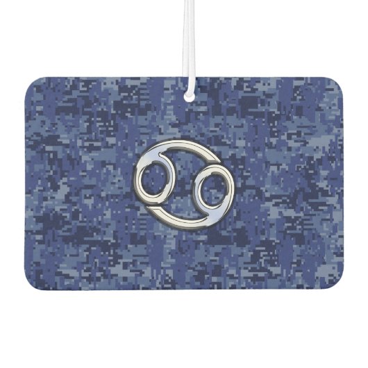 ブルーデジタル迷彩柄にクロムのような癌サイン カーエアーフレッシュナー (正面)