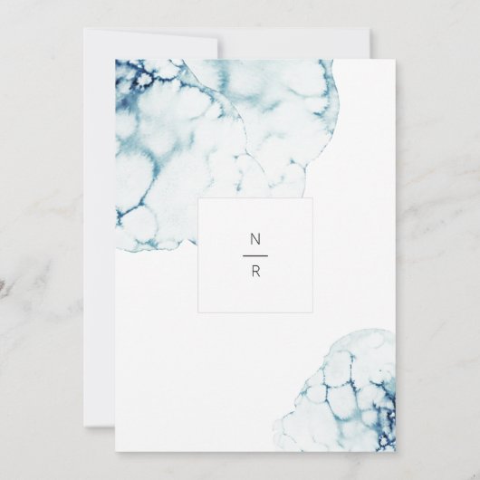 ブルーデスティナ航海のントウェディングモノグラム写真 招待状 (裏面)