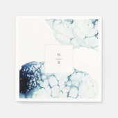 ブルーデスティナ航海のントウェディングモノグラム スタンダードカクテルナプキン (正面)