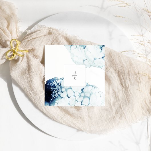 ブルーデスティナ航海のントウェディングモノグラム スタンダードカクテルナプキン