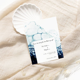 ブルーデスティネーションウェディング日付カードを保存 招待状