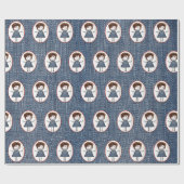 ブルーデニムにスニーカーでフィギュア ラッピングペーパー (フラット)