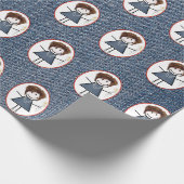 ブルーデニムにスニーカーでフィギュア ラッピングペーパー (角)