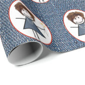 ブルーデニムにスニーカーでフィギュア ラッピングペーパー (ロールコーナー)