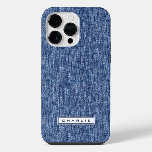 ブルーデニムのカスタムネーム iPhoneケース (裏面)