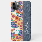 ブルーデニムのジーンズにカスタムフラワーパターン Case-Mate iPhoneケース (裏面)