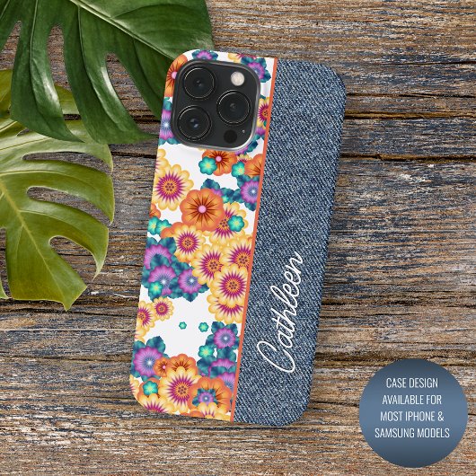 ブルーデニムのジーンズにカスタムフラワーパターン Case-Mate iPhoneケース