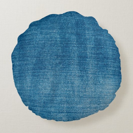 ブルーデニムのジーンズの生地が閉じる。ブルーデニムジャン ラウンドクッション (裏面)