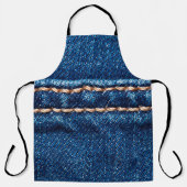 ブルーデニムのテクスチャーとステッチ線のクローズアップ、ジーンズ エプロン (正面)