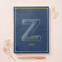 ブルーデニムのフェイクステッチパッチ レターZモノグラム