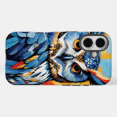 ブルーデニムのフクロウ Case-Mate iPhoneケース (裏面 (横))