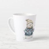 ブルーデニムの雪だるまクリスマス カフェラテマグ (左アングル)