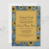 ブルーデニムイエローフローラカレッジトランクパーティー 招待状 (正面)