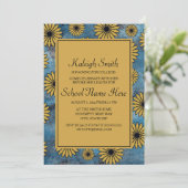 ブルーデニムイエローフローラカレッジトランクパーティー 招待状 (スタンド正面)