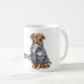 ブルーデニムジャケットの犬 コーヒーマグカップ (正面右)