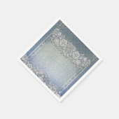 ブルーデニムジャン&ホワイトハートレースブライダルシャワー スタンダードカクテルナプキン (角)