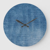 ブルーデニムジーンズのテクスチャを閉じる ラージ壁時計 (正面)