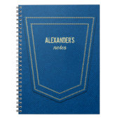 ブルーデニムジーンズのテクスチャ名パーソナライズされた ノートブック (正面)