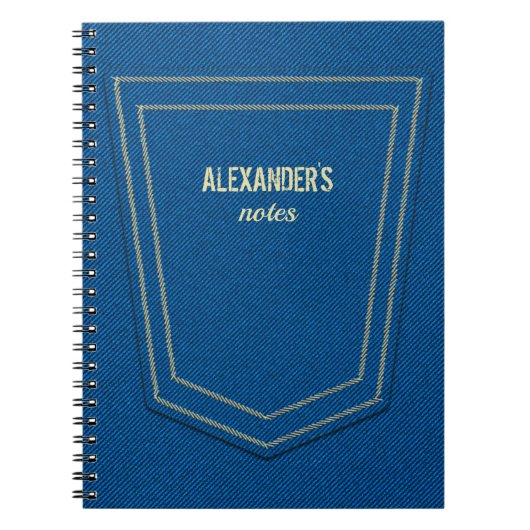 ブルーデニムジーンズのテクスチャ名パーソナライズされた ノートブック (正面)