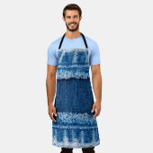 ブルーデニムジーンズの生地のテクスチャ エプロン (着用した状態)