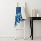 ブルーデニムジーンズの生地のテクスチャ シェルパブランケット (インサイチュ)