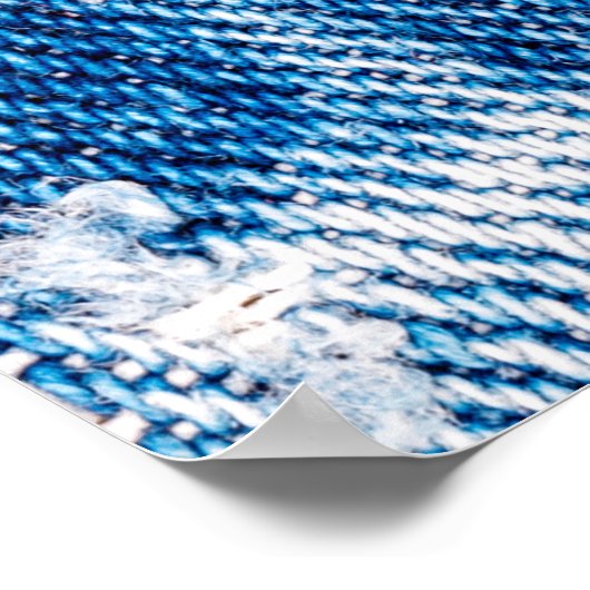 ブルーデニムジーンズの生地のテクスチャ ポスター (角)