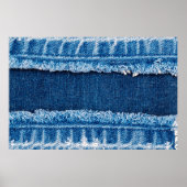 ブルーデニムジーンズの生地のテクスチャ ポスター (正面)