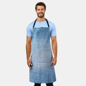 ブルーデニムジーンズの生地 エプロン (着用した状態)