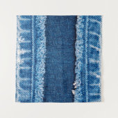 ブルーデニムジーンズの生地 タペストリー (正面(横))