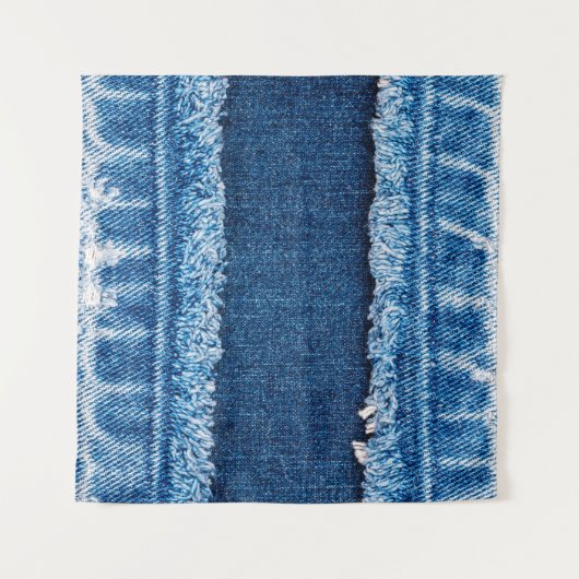 ブルーデニムジーンズの生地 タペストリー (正面(横))