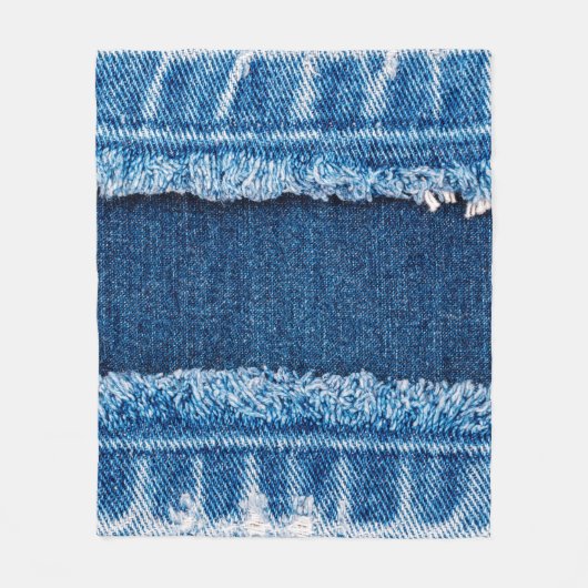 ブルーデニムジーンズの生地 フリースブランケット (正面)