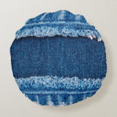 ブルーデニムジーンズの生地 ラウンドクッション (裏面)