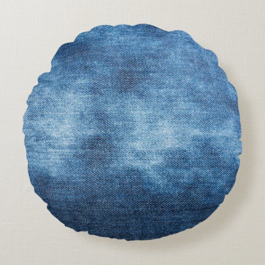 ブルーデニムジーンズの質感 ラウンドクッション (正面)