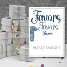 ブルーデニムジーンズ男の子の赤ちゃんシャワー好意のサイン