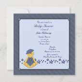 ブルーデニムスターズ男の赤ちゃんシャワー 招待状 (正面)