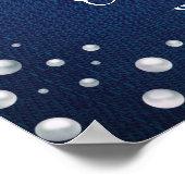 ブルーデニムダイヤモンド真珠カップルのシャワーウェルカム ポスター (角)