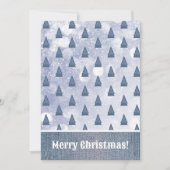 ブルーデニムツリーウィンターシーンパッチワーク シーズンカード (正面)