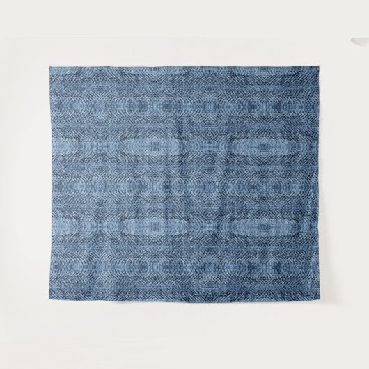 ブルーデニムバイパー蛇の皮バックドロップ タペストリー (正面(横))