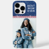 ブルーデニムピンクRhinestone最高のマーママ今まで写真 Case-Mate iPhoneケース (裏面)