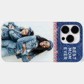 ブルーデニムピンクRhinestone最高のマーママ今まで写真 Case-Mate iPhoneケース (裏面 (横))