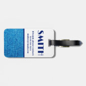 ブルーデニムファブリック、カラーブロックラゲージタグ ラゲッジタグ (裏面横)