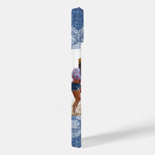 ブルーデニムホワイトレース写真友達家族 Case-Mate iPhoneケース (裏面 / 右)