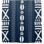 ブルーデニムマッドクロススタイルアフリカンシャワーカーテン シャワーカーテン (正面)