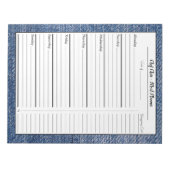 ブルーデニムミールプランナー |トレンディー食料品一覧 ノートパッド (正面)