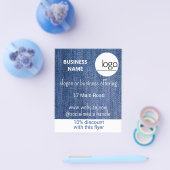 ブルーデニムロゴビジネスマーケティングプロモーション チラシ (シングル)