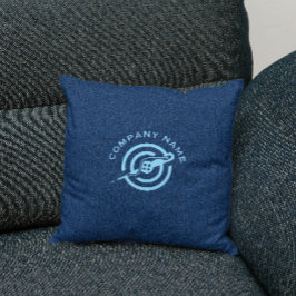 ブルーデニム生地のテクスチャカスタムタイポグラフィ クッション
