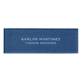 ブルーデニム生地のテクスチャ 名札