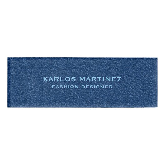 ブルーデニム生地のテクスチャ 名札 (正面)