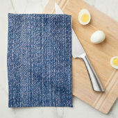 ブルーデニム生地ジーンズテクスチャ キッチンタオル (四つ折り)
